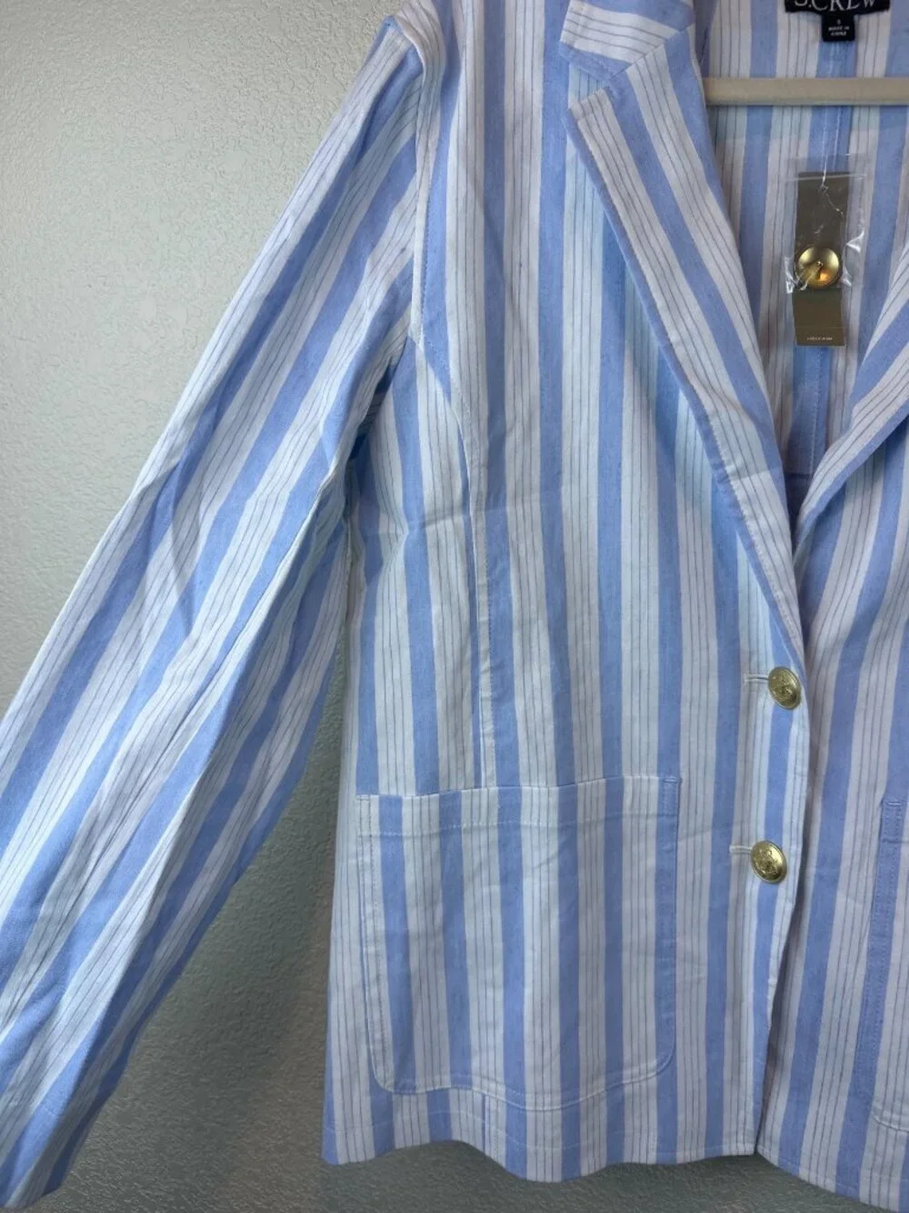 J. Crew Blue and White Striped Linen-Blend Blazer - Picture 5 of 10